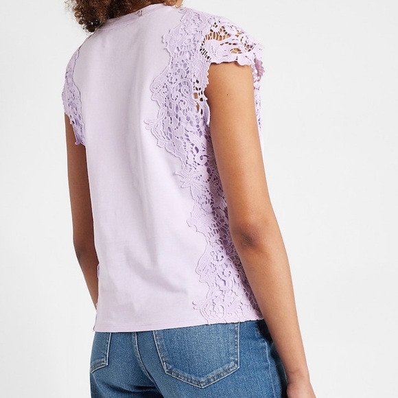 Short Sleeve Lace Trim Tee S EXPRESS NWT - Picture 3 of 7